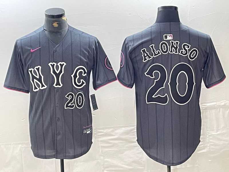 Men%27s New York Mets #20 Pete Alonso Number Grey 2024 City Connect Cool Base Stitched Jersey->new york mets->MLB Jersey